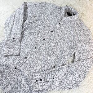 Antony Morato Slim Fit Mens White Blue Mandarin Collar Button Down‎ Shirt Medium